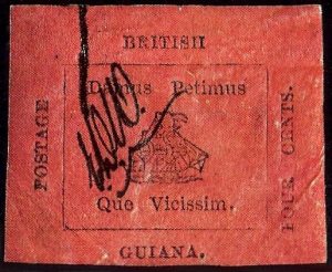 Die Guiana 4 Cent Briefmarke