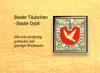 Basler Täubchen Basler Dybli Erste mehrfarbige Briefmarke - Basler Taube